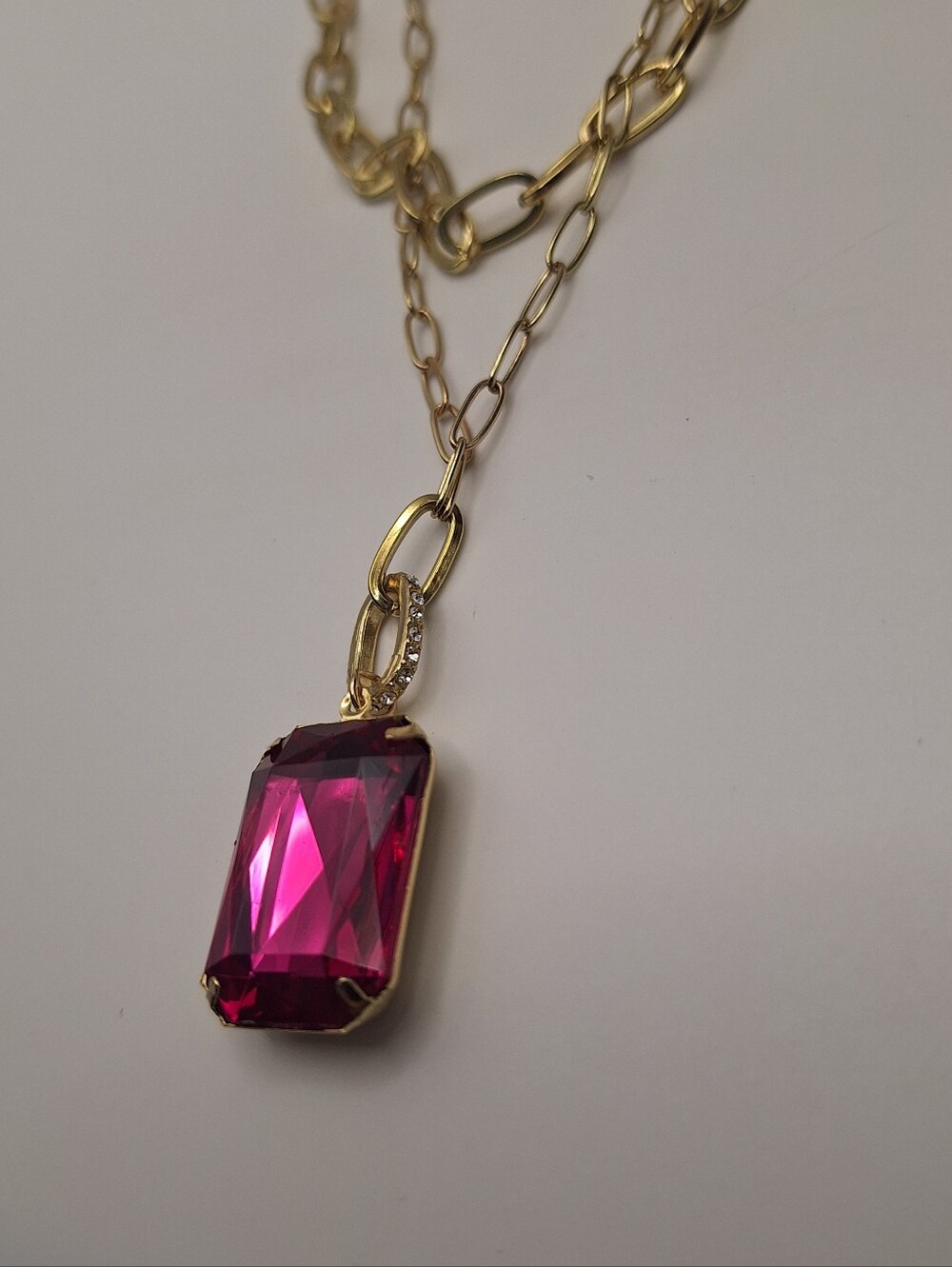 Daisy Fuentes Fuchsia Crystal Layered Gold Necklace & Stud Earrings Set - Picture 3 of 7